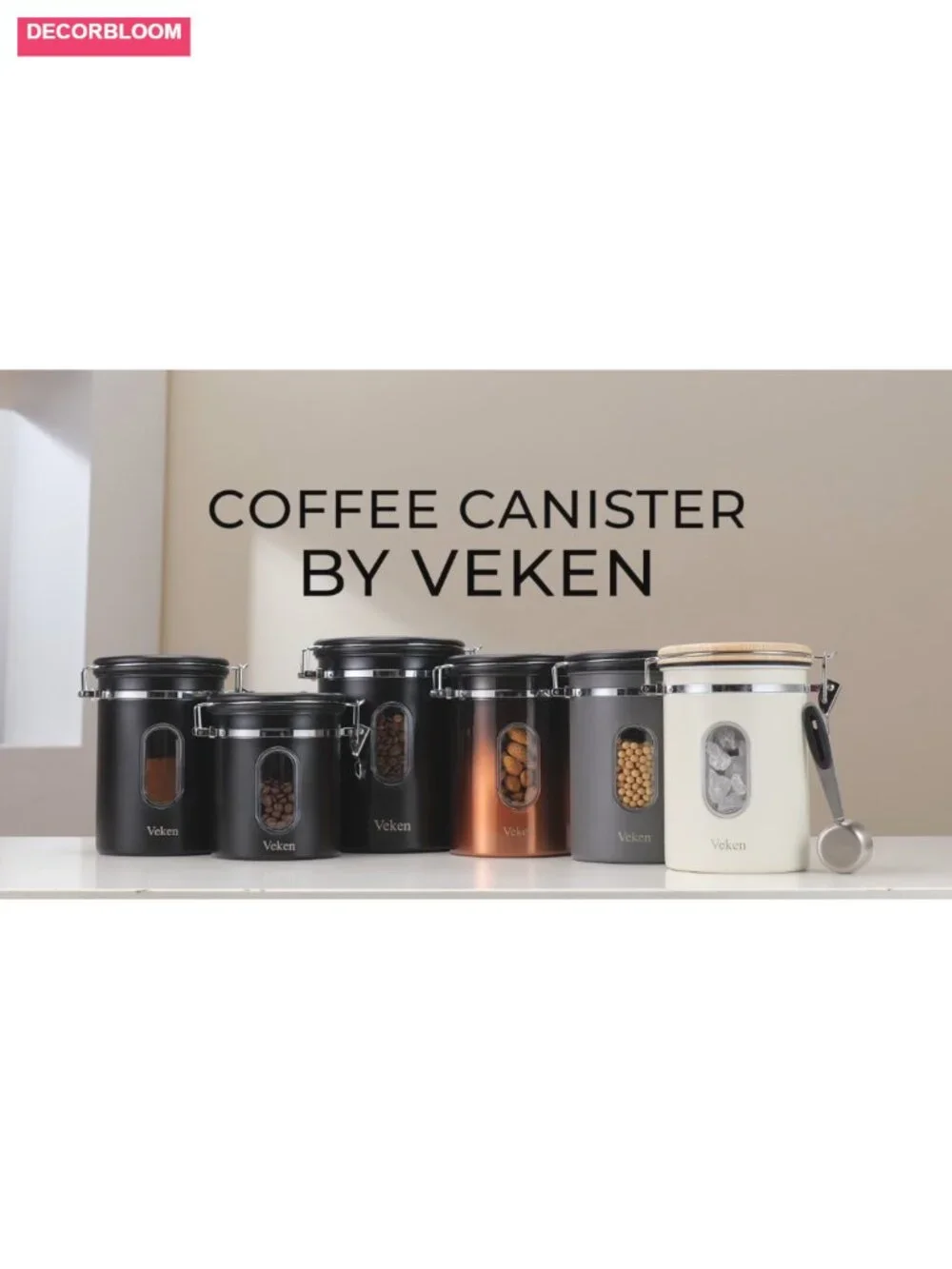 Stainless Steel Coffee Canister Airtight Container 22oz Food Storage